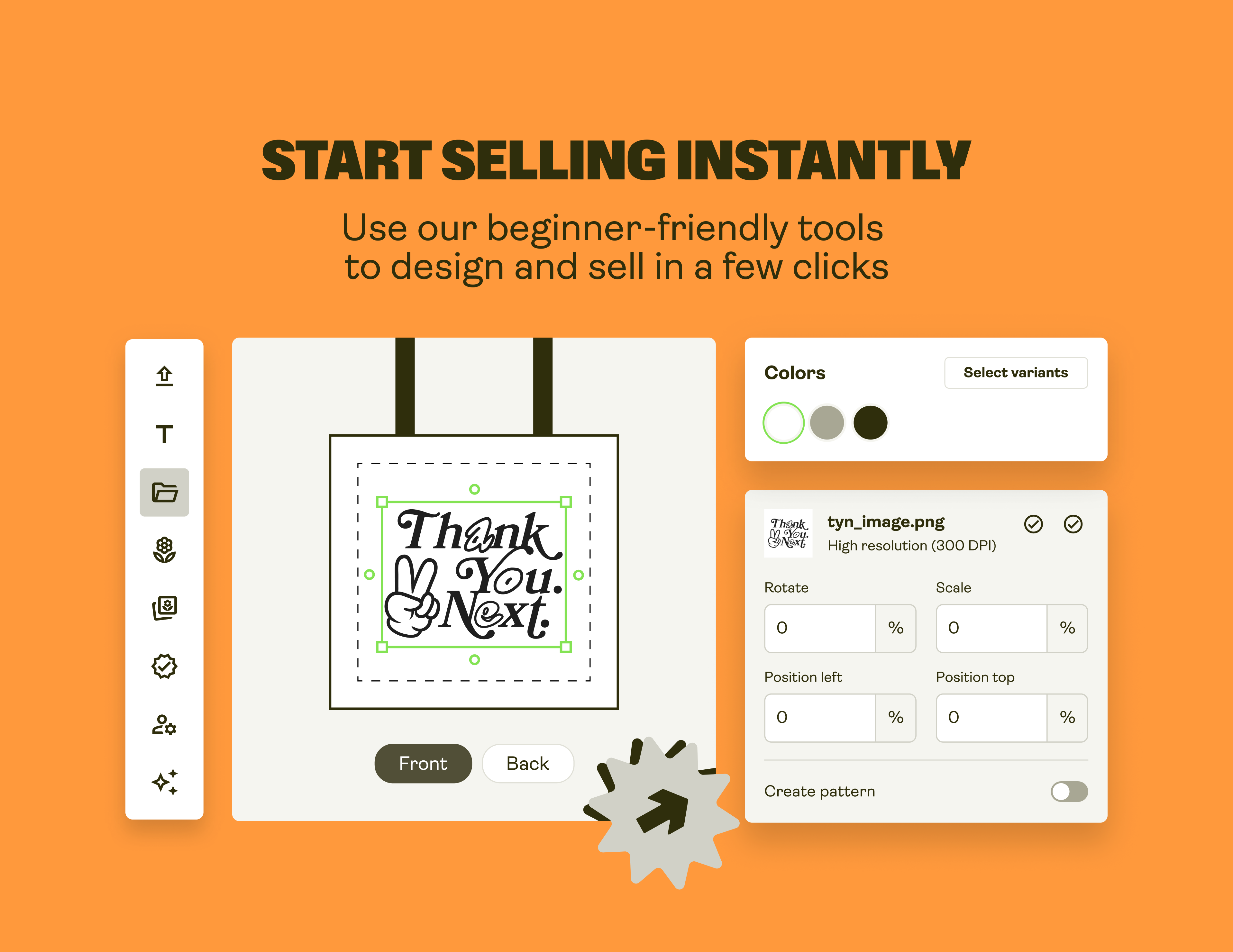 Start selling instantly